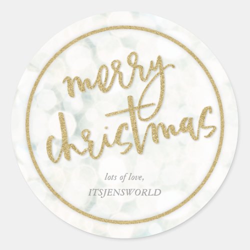 Minimal White  Gold Merry Christmas Envelope Seal