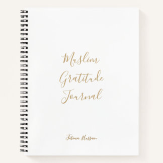 Minimal White Gold Script Muslim Gratitude Journal