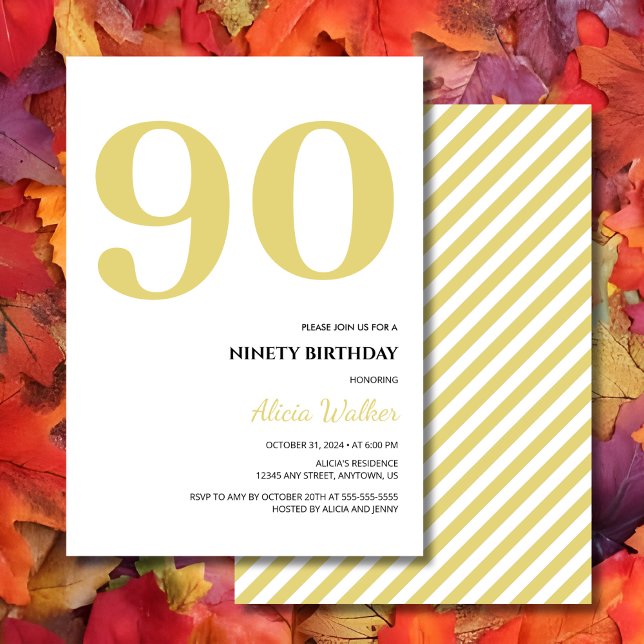 Minimal White Gold Typography Birthday Invitation (Creator Uploaded)