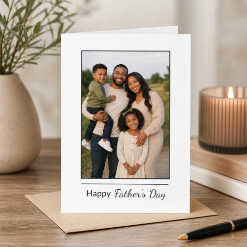 Minimal White Modern Family Father's Day  Card