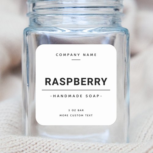 Minimal white or custom color square product label