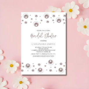 Minimal White Pearl Bridal Shower  Invitation