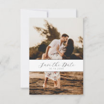 Minimal White Photo Script QR code Save the Date