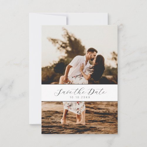 Minimal White Photo Script QR code Save the Date