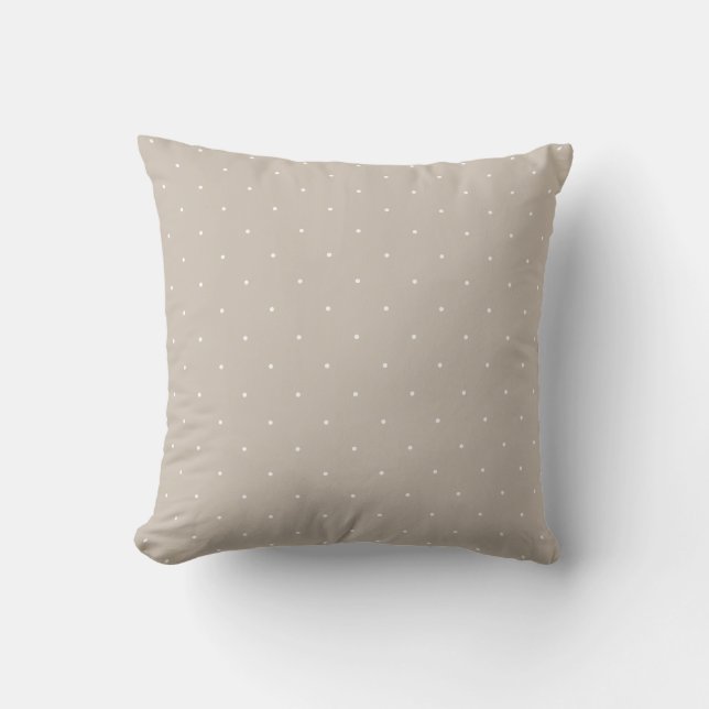 Minimal White Polka Dots On Cool Beige Greige Throw Pillow (Front)