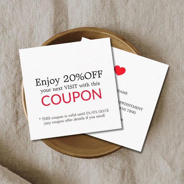 Minimal White Red Heart Beauty Discount Coupon (Creator Uploaded)