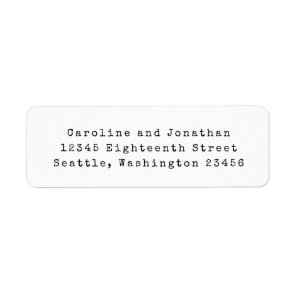 Minimal White Retro Typewriter Font Return Address Label