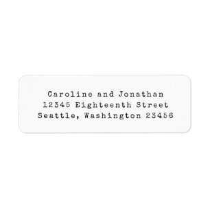 Minimal White Retro Typewriter Font Return Address Label