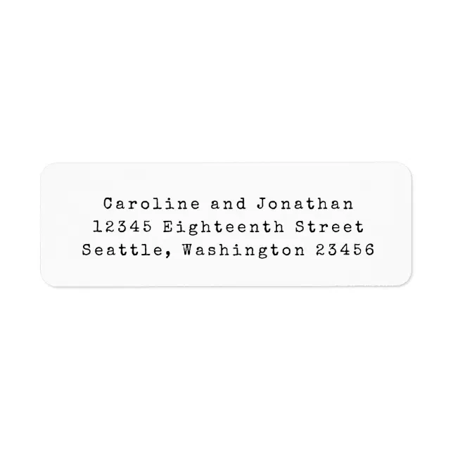 Minimal White Retro Typewriter Font Return Address Label | Zazzle