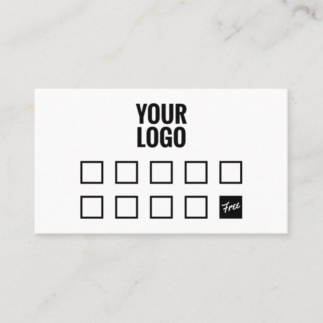 Minimal white simple your logo coffee shop loyalty card (Front)