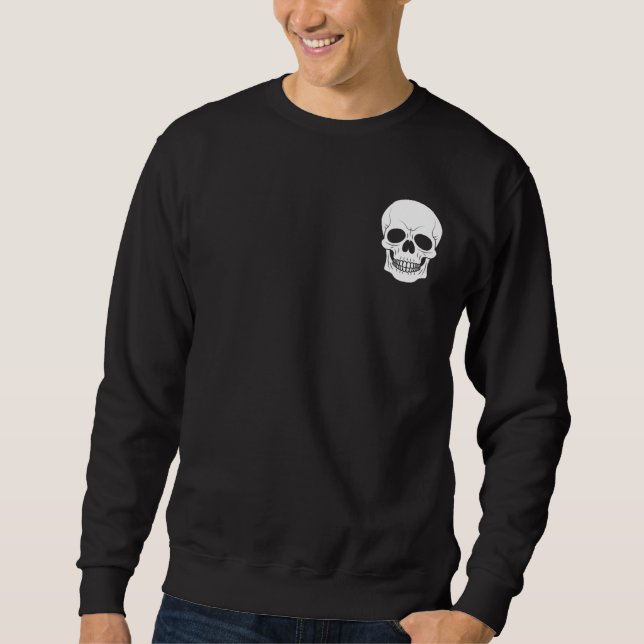 Minimal White Skull Silhouette Spooky Halloween Sweatshirt (Front)