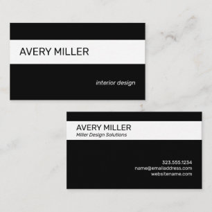 Minimal White Stripe on Black Business Card