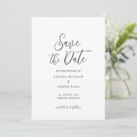 Minimal White Stylish Muslim Save The Date Card