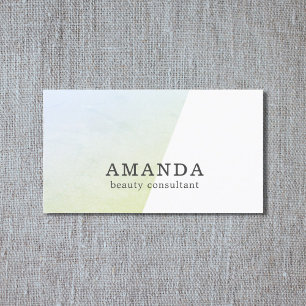 Minimal White Texture Blue Green Beauty Consultant Business Card