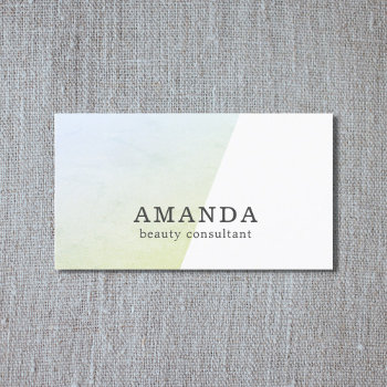 Minimal White Texture Blue Green Beauty Consultant Business Card by pro_business_card at Zazzle