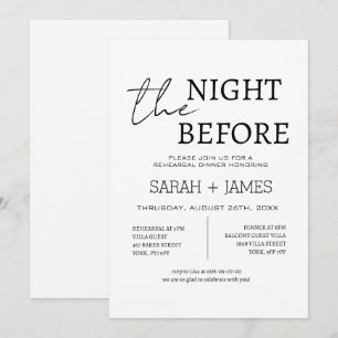 Minimal White the Night Before Rehearsal Dinner  Invitation