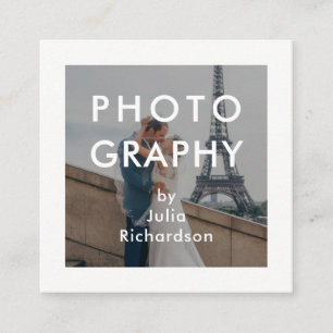 Minimal White   Two Photos for Photographers Square Business Card