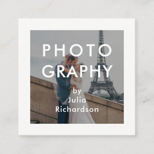 Minimal White  Two Photos for Photographers Square Business Card