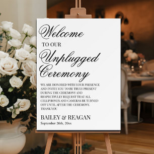 Minimal White Unplugged Ceremony Wedding Foam Board