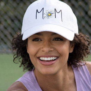 Minimal White Watercolor Daisy Mom Mothers Day  Hat