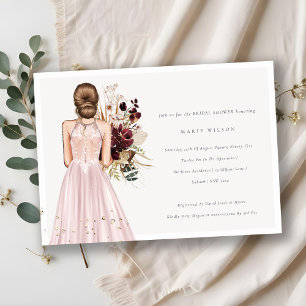 Minimal White Wedding Gown Bridal Shower Invite