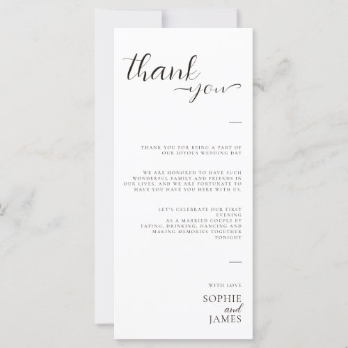 Minimal White Wedding Thank You Table Place Card