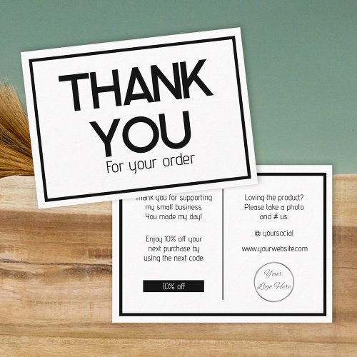 Minimal white with logo business thank you card