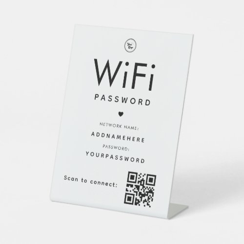 Minimal WiFi Password Code Business Logo QR Code Pedestal Sign