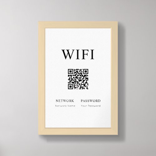 Minimal Wifi Password Sign with QR Code Poster