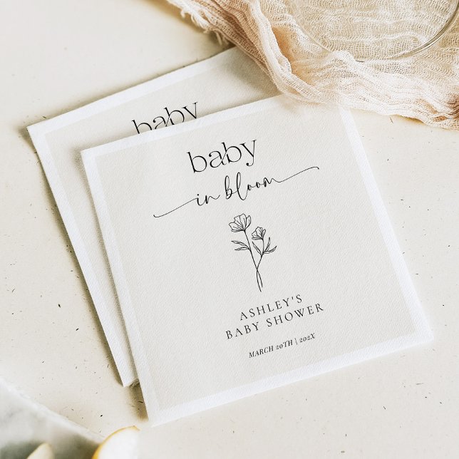 Minimal Wildflower Baby Shower Invitation Napkins (Creator Uploaded)