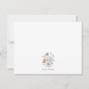 Minimal Wildflower Botanical Name Stationery Note Card