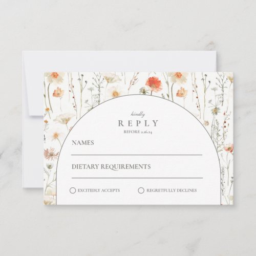 Minimal Wildflower Botanical Wedding RSVP Card