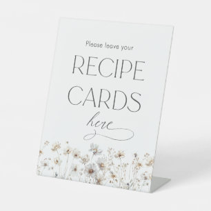 Minimal Wildflower Bridal Shower Recipe Cards  Pedestal Sign