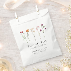 Minimal Wildflower Lesbian Pride Floral Wedding Favor Bag