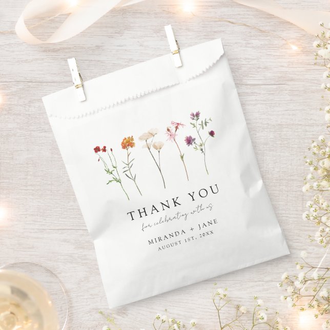 Minimal Wildflower Lesbian Pride Floral Wedding Favor Bag (Clipped)