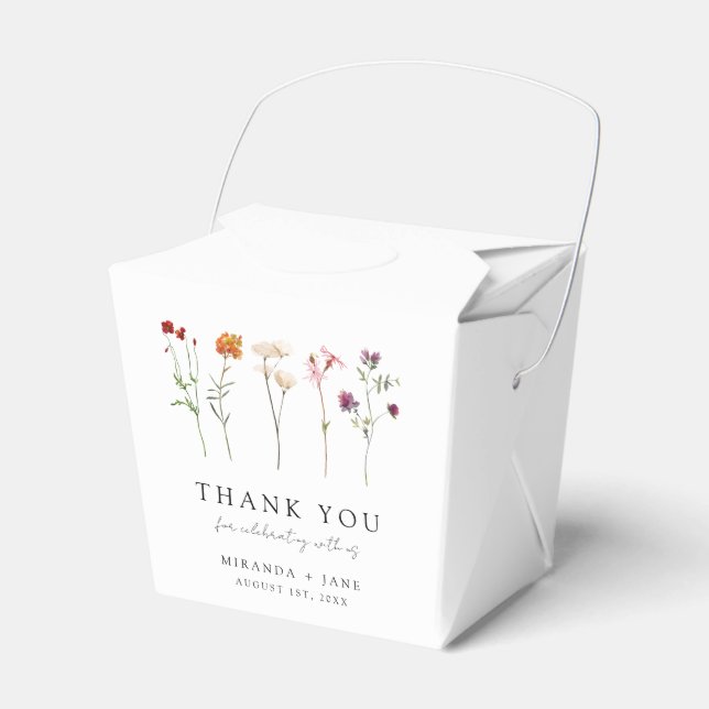 Minimal Wildflower Lesbian Pride Floral Wedding Favor Boxes (Front Side)