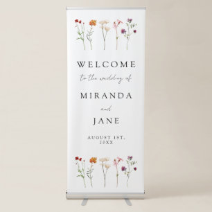 Minimal Wildflower Lesbian Pride Floral Wedding Retractable Banner
