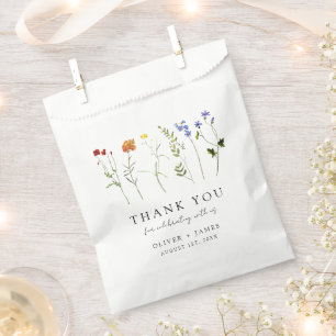 Minimal Wildflower LGBTQ Gay Pride Floral Wedding Favor Bag