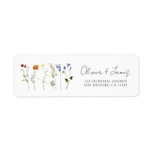 Minimal Wildflower LGBTQ Gay Pride Floral Wedding Label