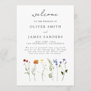 Minimal Wildflower LGBTQ Gay Pride Floral Wedding Program