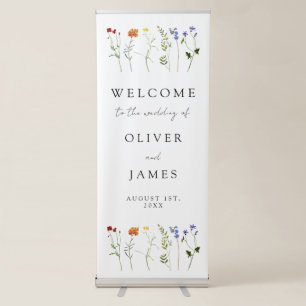 Minimal Wildflower LGBTQ Gay Pride Floral Wedding Retractable Banner