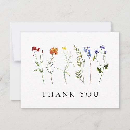 Minimal Wildflower LGBTQ Gay Pride Floral Wedding Thank You Card