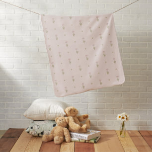 Minimal Wildflower Pattern with Dots Baby Blanket