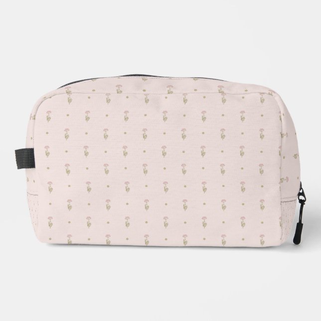 Minimal Wildflower Pattern with Dots Dopp Kit (Front)