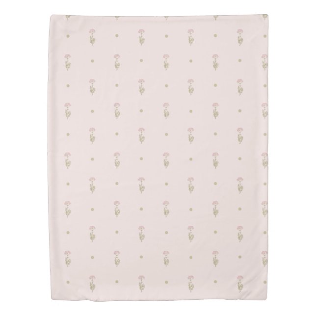 Minimal Wildflower Pattern with Dots Duvet Cover (Front)