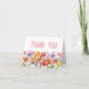 Minimal Wildflower Thanks - Elegant Blank Inside Thank You Card