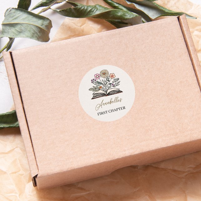 Minimal Wildflower Whimsical Story Book Themed  Classic Round Sticker (Creator Uploaded)