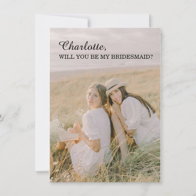 Minimal Will You Be My Bridesmaid Photo Card (Front)