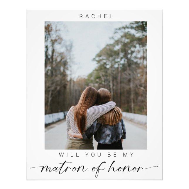 Minimal Will you be my Matron of Honor Photo Chic  (Front)