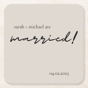 Minimal Wine Wedding Favors, Wedding Reception Win Square Paper Coaster